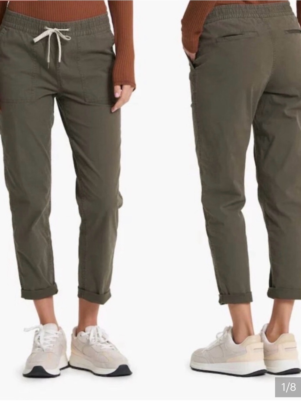 Vuori Vintage Ripstop Dark Olive Drawstring Cropped Pants size medium
